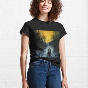 Ghostly Woman Drowning Art Brut Style Classic T Shirt Unisex 4