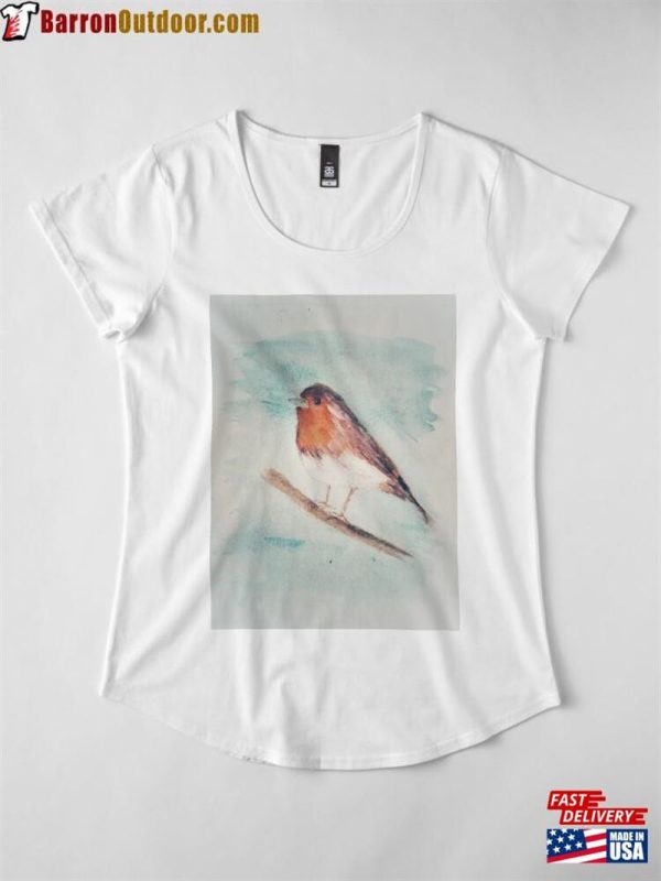 Hand Painted Robin Premium Scoop T-Shirt Hoodie Sweatshirt