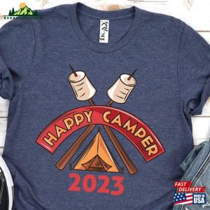 Happy Camper 2023 Shirt Marshmallow Camp Lover Unisex Sweatshirt