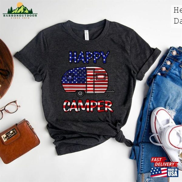 Happy Camper Shirt Funny Camping Tee Lover Unisex T-Shirt