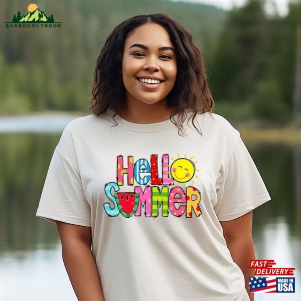 Hello Summer Shirt Colorful Design Women Classic T-Shirt