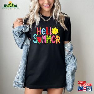 Hello Summer Shirt Colorful Design Women Classic T-Shirt