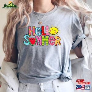 Hello Summer Shirt Colorful Design Women Classic T Shirt 4