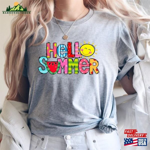 Hello Summer Shirt Colorful Design Women Classic T-Shirt