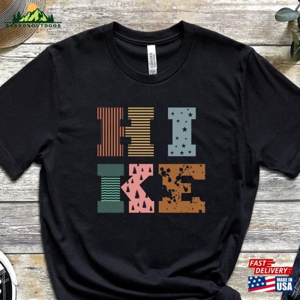 Hiking T-Shirt Cool Graphical Wander And Camp Shirt Big Letter Hoodie