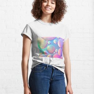 Holographic Neon Bubbles Wallpaper Background Gradient Classic T Shirt Sweatshirt 4