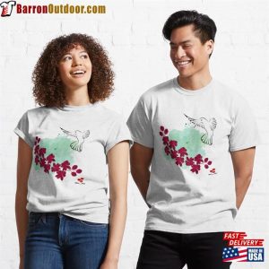 Hummingbird And Red Flower Classic T-Shirt Sweatshirt Unisex