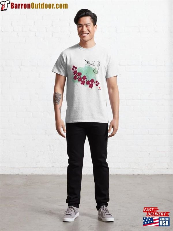 Hummingbird And Red Flower Classic T-Shirt Sweatshirt Unisex