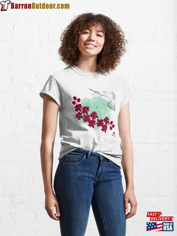 Hummingbird And Red Flower Classic T-Shirt Sweatshirt Unisex