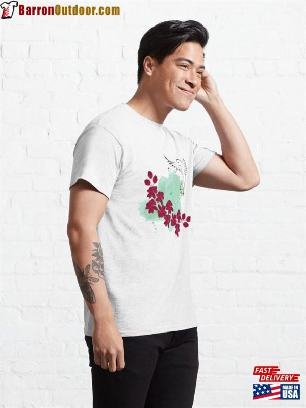 Hummingbird And Red Flower Classic T-Shirt Sweatshirt Unisex