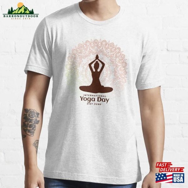 International Day Of Yoga World Posture With Mandala Poster Design Essential T-Shirt Classic