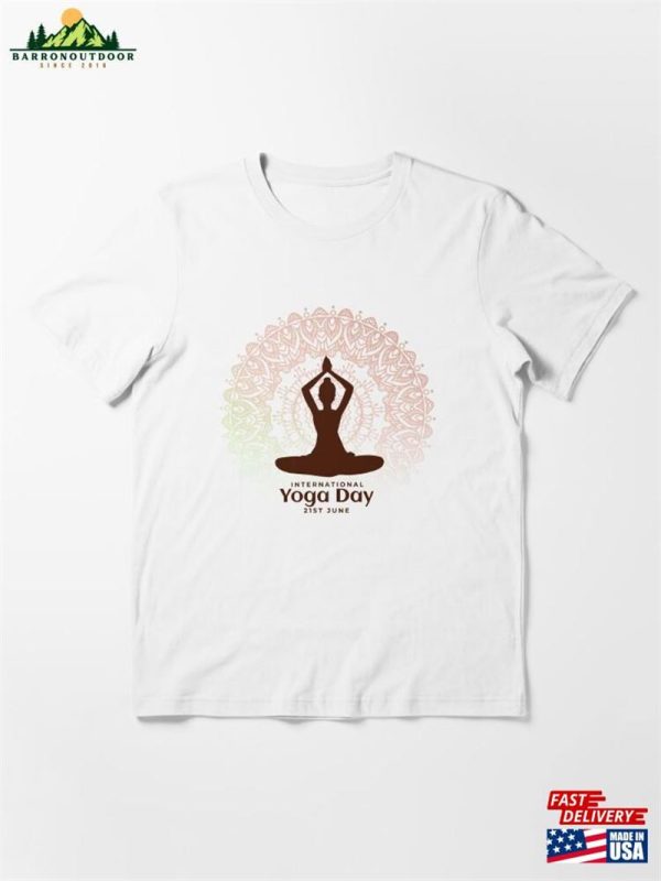 International Day Of Yoga World Posture With Mandala Poster Design Essential T-Shirt Classic