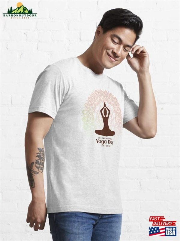 International Day Of Yoga World Posture With Mandala Poster Design Essential T-Shirt Classic