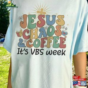 Jesus Chaos And Coffee Vbs Crew 2023 Vacation Bible School Children Sweatshirt Classic