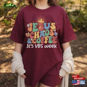 Jesus Chaos And Coffee Vbs Crew 2023 Vacation Bible School Children Sweatshirt Classic 3