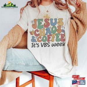 Jesus Chaos And Coffee Vbs Crew 2023 Vacation Bible School Children Sweatshirt Classic 4