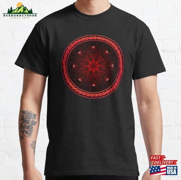 Kaleidoscope Ominous Red In Celtic Circle Frame 7 Classic T-Shirt Unisex