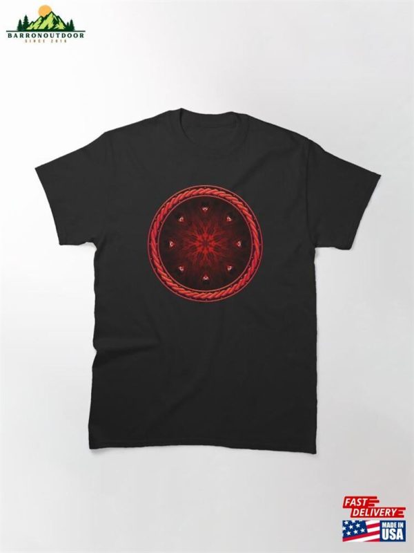 Kaleidoscope Ominous Red In Celtic Circle Frame 7 Classic T-Shirt Unisex