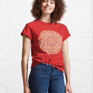 Large Curvy Lined Sun Mandala Classic T Shirt Hoodie 4