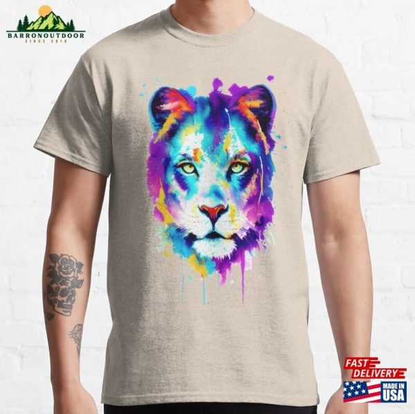 Lioness Colorful Watercolor Splatters Classic T-Shirt Unisex