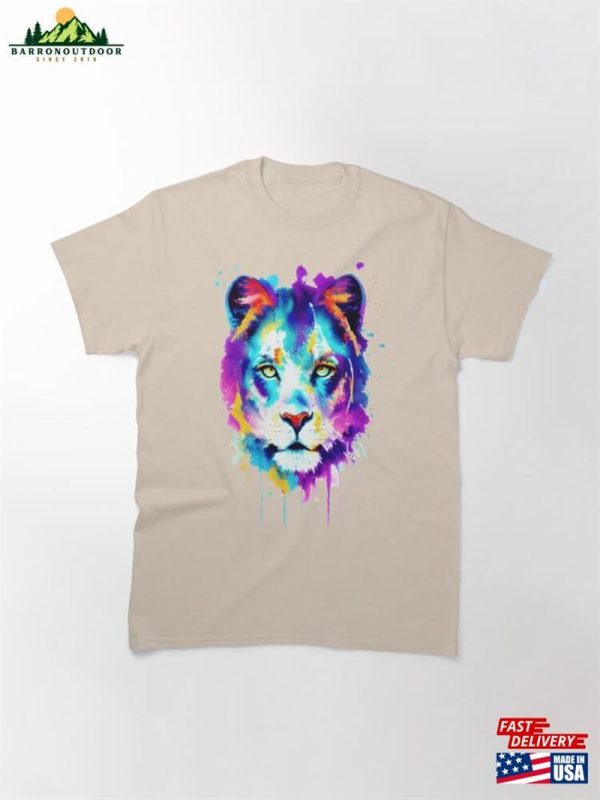 Lioness Colorful Watercolor Splatters Classic T-Shirt Unisex