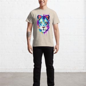 Lioness Colorful Watercolor Splatters Classic T Shirt Unisex 4