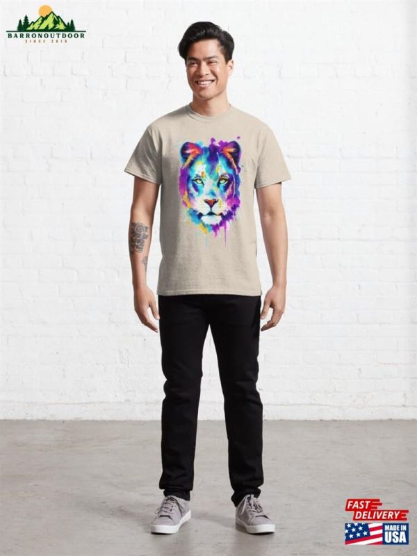 Lioness Colorful Watercolor Splatters Classic T-Shirt Unisex