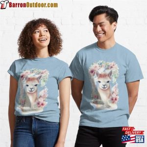 Lovely Llama With Flowers And Wreaths Classic T-Shirt