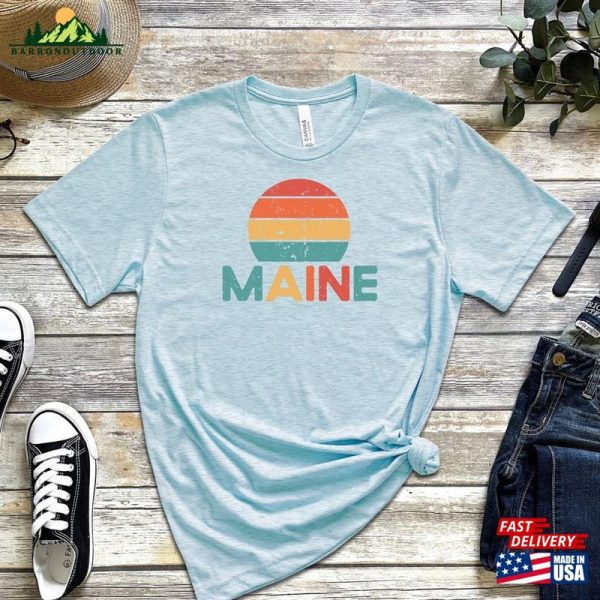 Maine Retro Sunset Shirt Vintage Unisex T-Shirt Sweatshirt