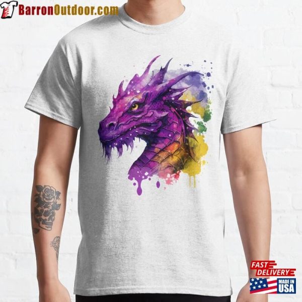 Majestic Purple Dragon Watercolor Classic T-Shirt Sweatshirt Hoodie