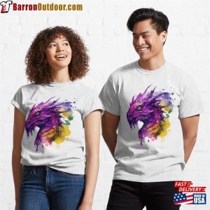 Majestic Purple Dragon Watercolor Classic T-Shirt Sweatshirt Hoodie