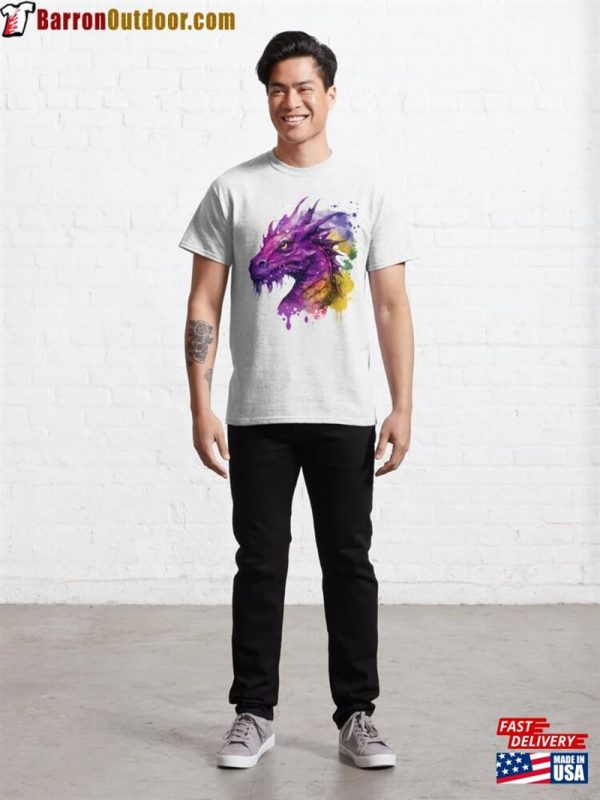 Majestic Purple Dragon Watercolor Classic T-Shirt Sweatshirt Hoodie