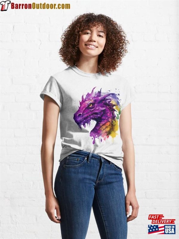 Majestic Purple Dragon Watercolor Classic T-Shirt Sweatshirt Hoodie