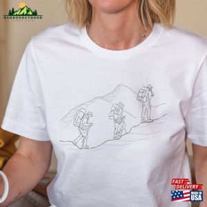 Minimalist Lineart Hiking Shirt Mountain Hiker T-Shirt Classic