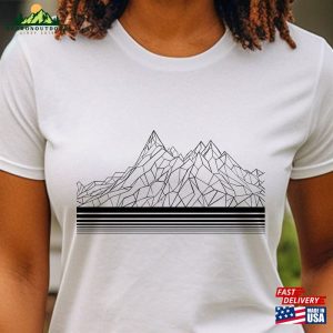 Modern Mountain Shirt Graphical Mesh Wireframe Design For Mountaineers Hiker Sweatshirt Classic