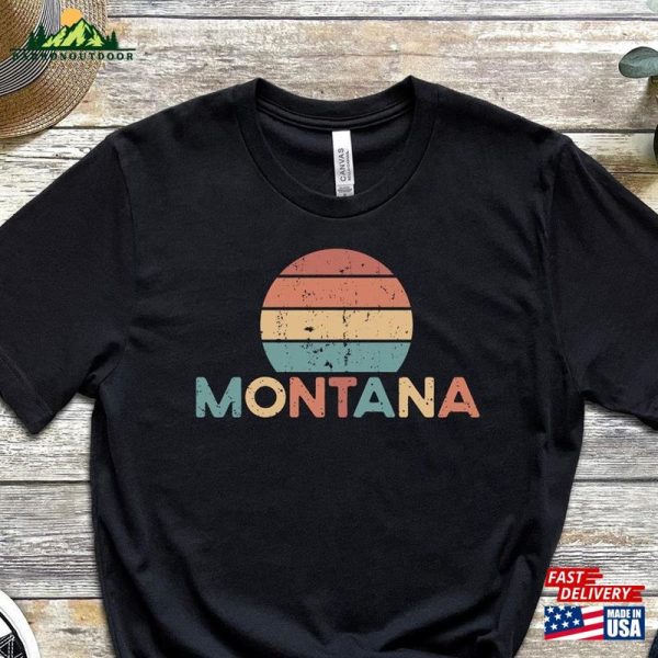 Montana Retro Sunset Shirt Vintage Unisex T-Shirt Hoodie