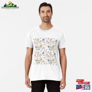 Moth Orchids And Birds Pattern Premium T-Shirt Classic Sweatshirt