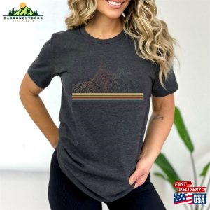 Mountain Sunset Shirt Graphical Mesh Wireframe Design For Mountaineers Hiker Unisex Classic 3