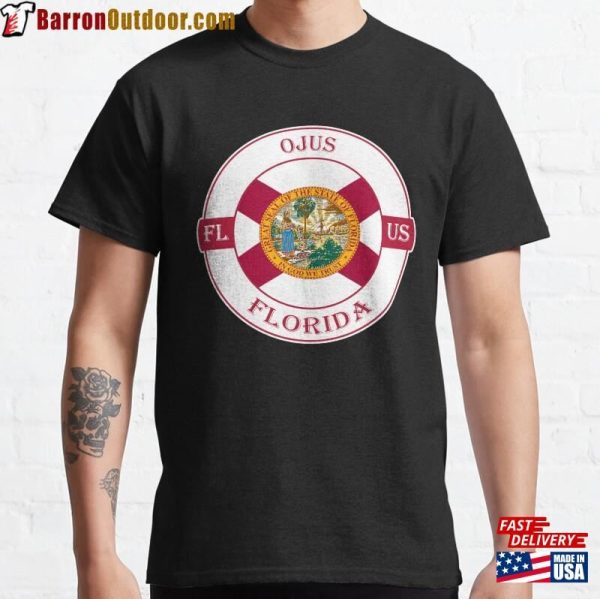 Ojus Florida Flag Usa Seal Stamp Badge Travel Souvenir Classic T-Shirt Hoodie