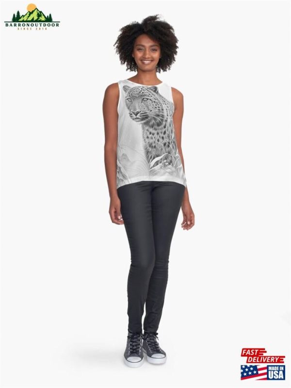 Pencil Drawn Snow Leopard High Quality Black And White Design Sleeveless Top Classic Hoodie