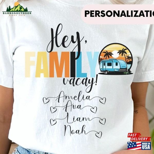 Personalized Hey Family Vacay 2023 Custom Vacation Shirt Matching Shirts Trip T-Shirt Hoodie