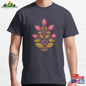 Pink Arts Amp Crafts Style Tulips Classic T-Shirt Sweatshirt