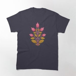 Pink Arts Amp Crafts Style Tulips Classic T-Shirt Sweatshirt