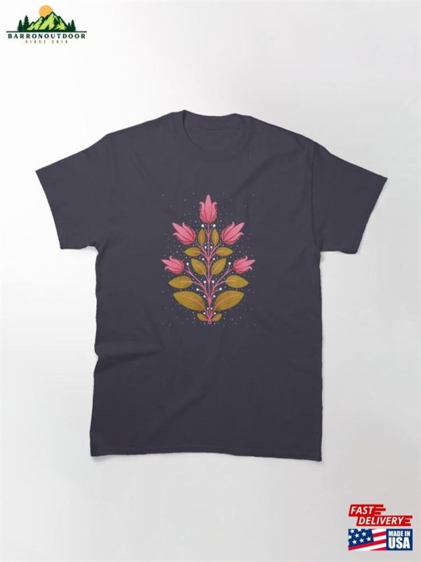 Pink Arts Amp Crafts Style Tulips Classic T-Shirt Sweatshirt