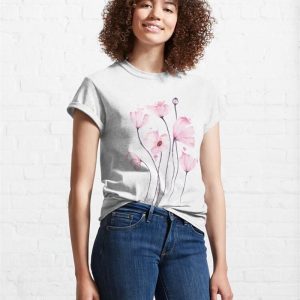 Pink Flower Painting Canvas Art Classic T Shirt Unisex 4