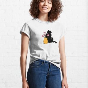 Playful Black Cat In Orange Classic T Shirt Sweatshirt 4