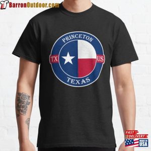 Princeton Texas Flag Usa Seal Stamp Badge Travel Souvenir Classic T-Shirt