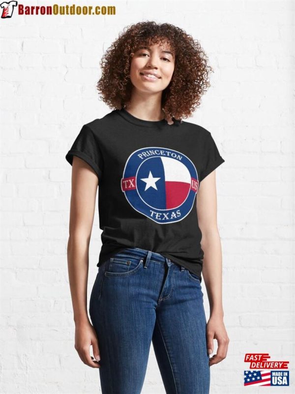 Princeton Texas Flag Usa Seal Stamp Badge Travel Souvenir Classic T-Shirt