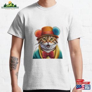 Purrfectly Playful Stylish Clown Cat Rocking Colorful Attire And Accessories Classic T-Shirt Sweatshirt