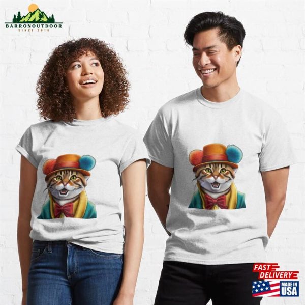 Purrfectly Playful Stylish Clown Cat Rocking Colorful Attire And Accessories Classic T-Shirt Sweatshirt